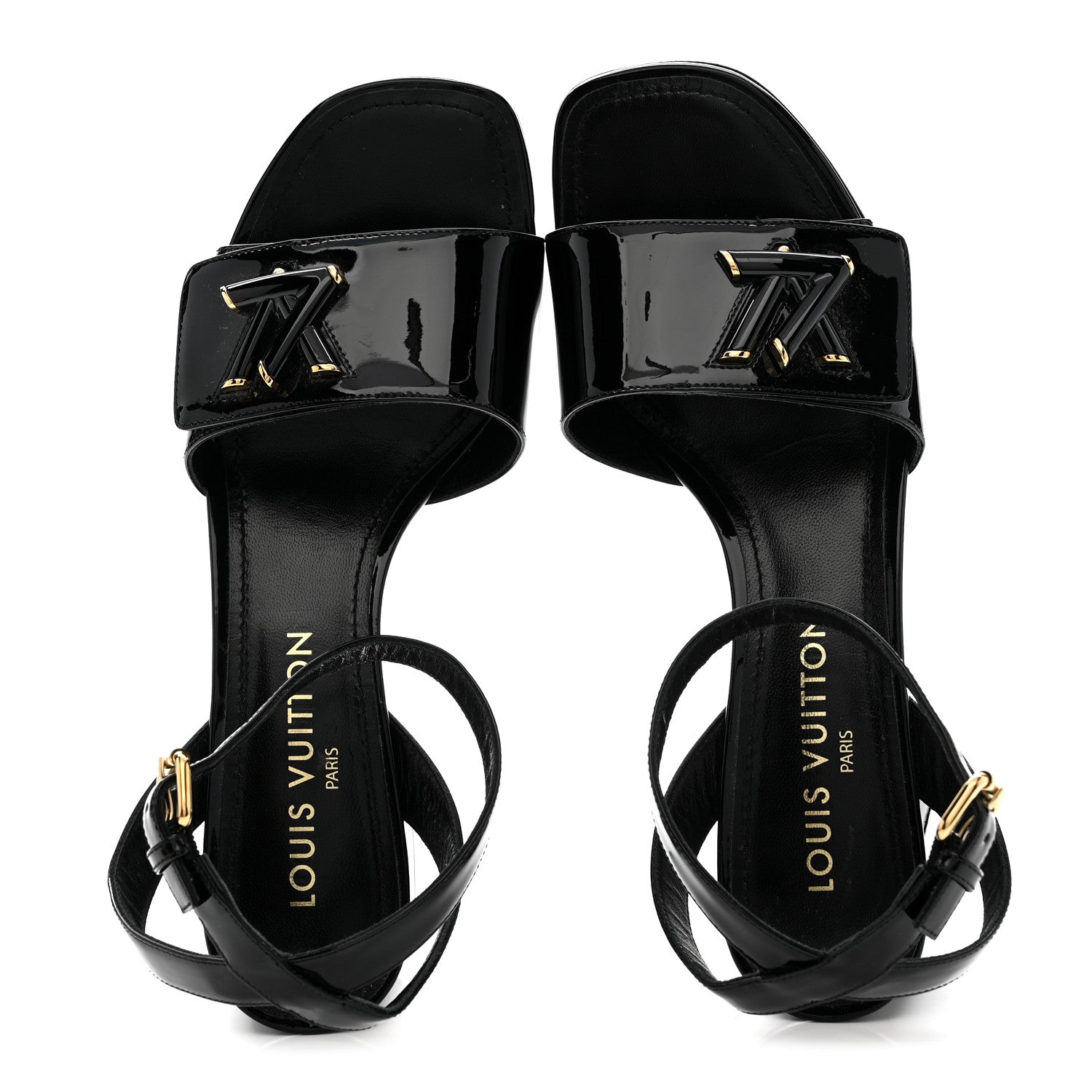 Louis Vuitton Patent Calfskin Shake Sandals 39 Black 2 of 9