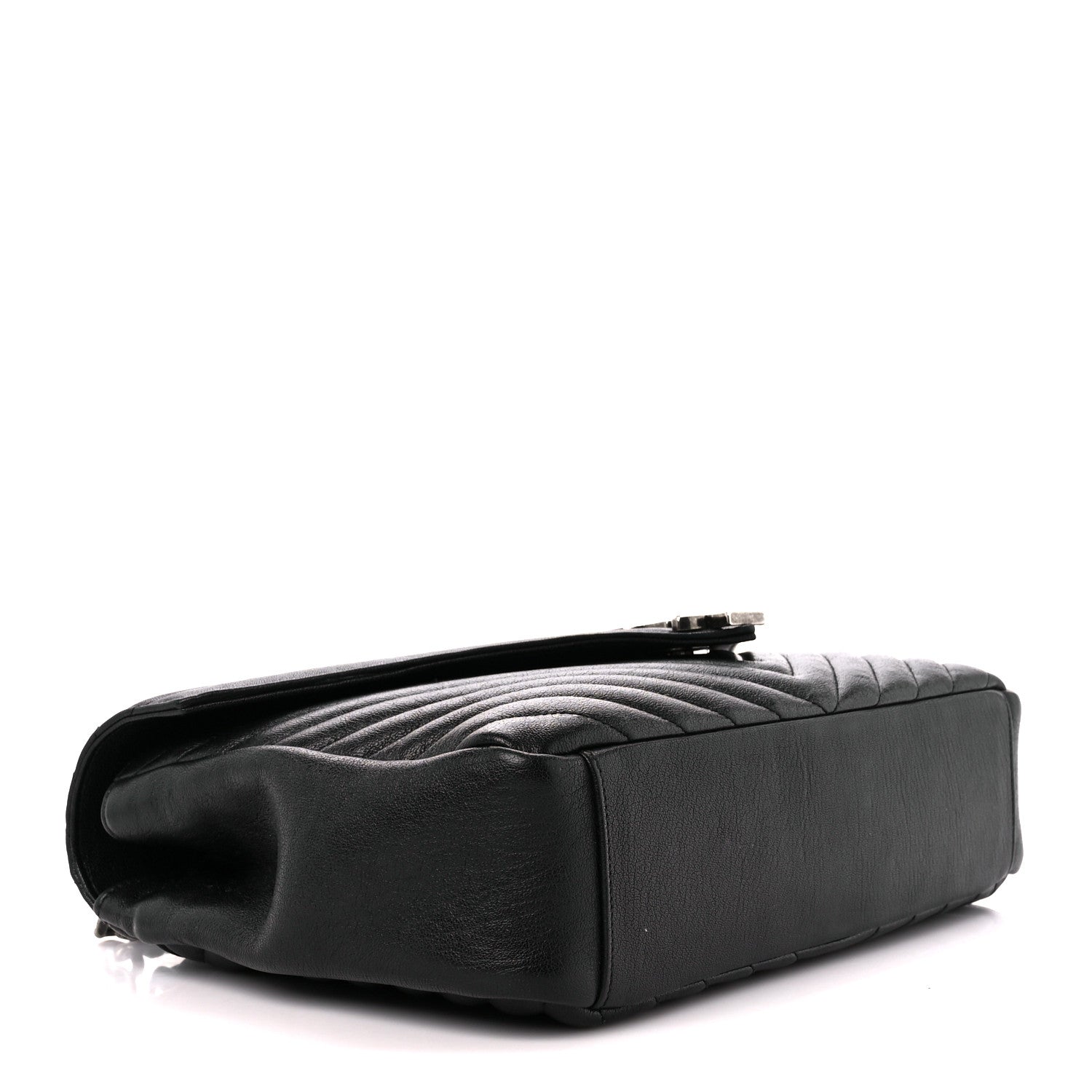 Saint Laurent Sheepskin Matelasse Chevron Monogram Large College Satchel Black 4 of 12