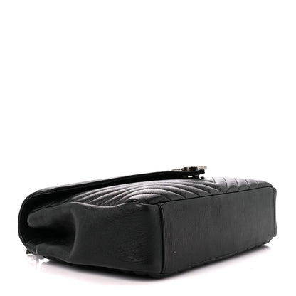 Saint Laurent Sheepskin Matelasse Chevron Monogram Large College Satchel Black 4 of 12