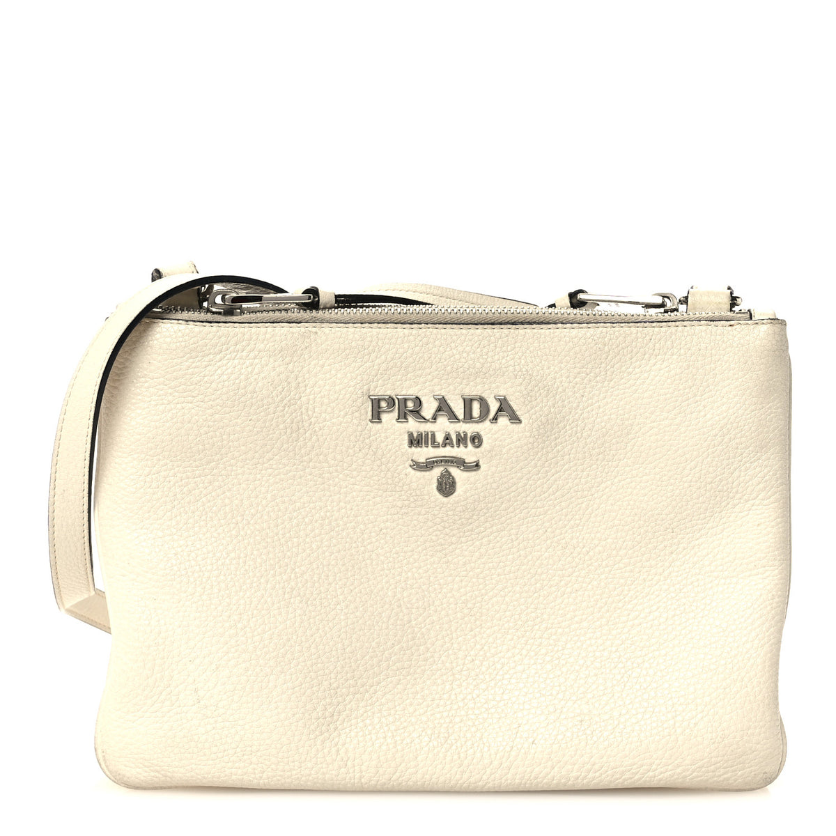 Vitello Phenix Double Zip Crossbody Bag Bianco
