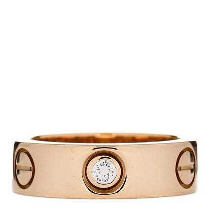 Cartier 18K Yellow Gold 3 Diamond 5.5mm LOVE Ring 48 4.5 1 of 6