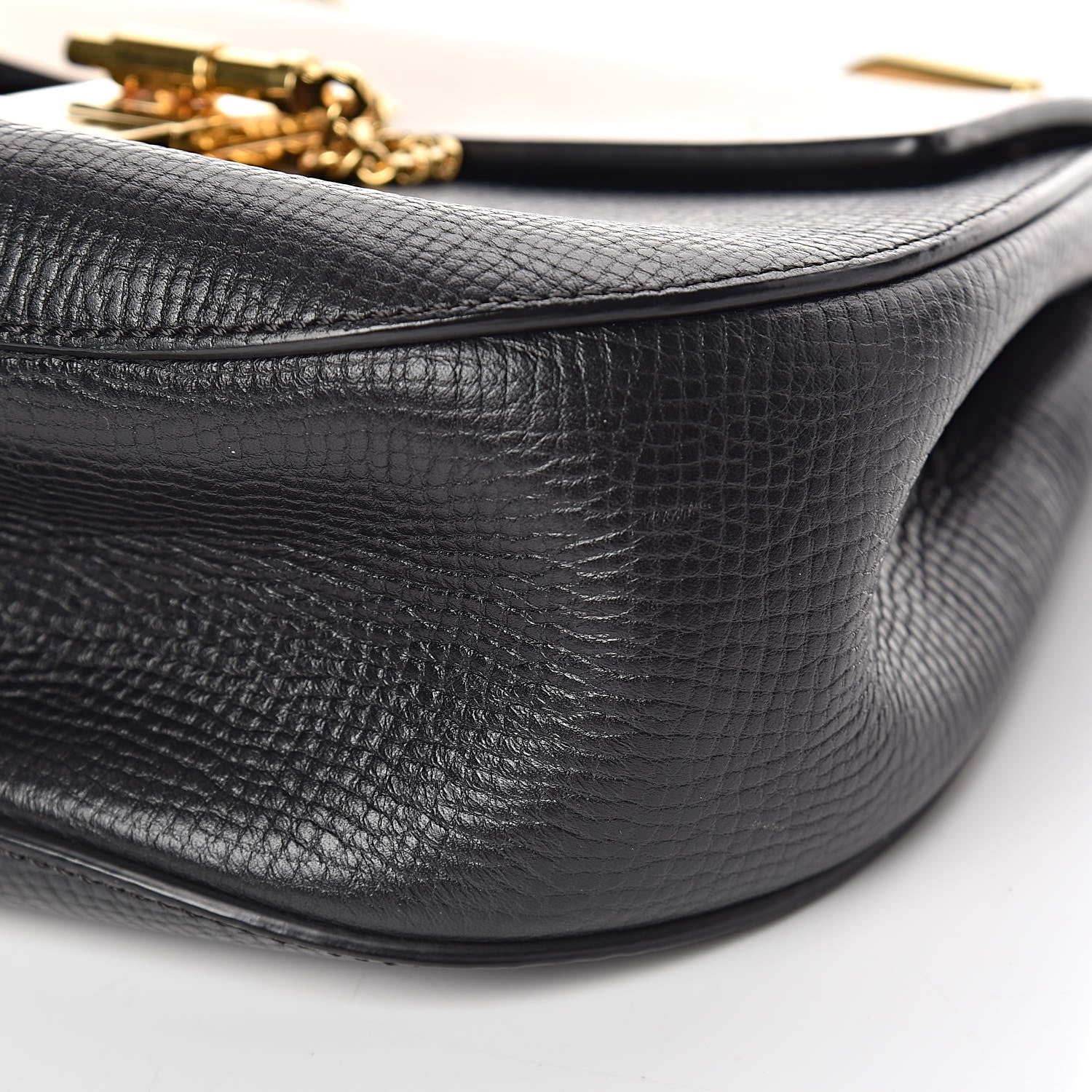 Chloe Grained Calfskin Lambskin Bi-Color Drew Shoulder Bag Black Powder Beige 6 of 18