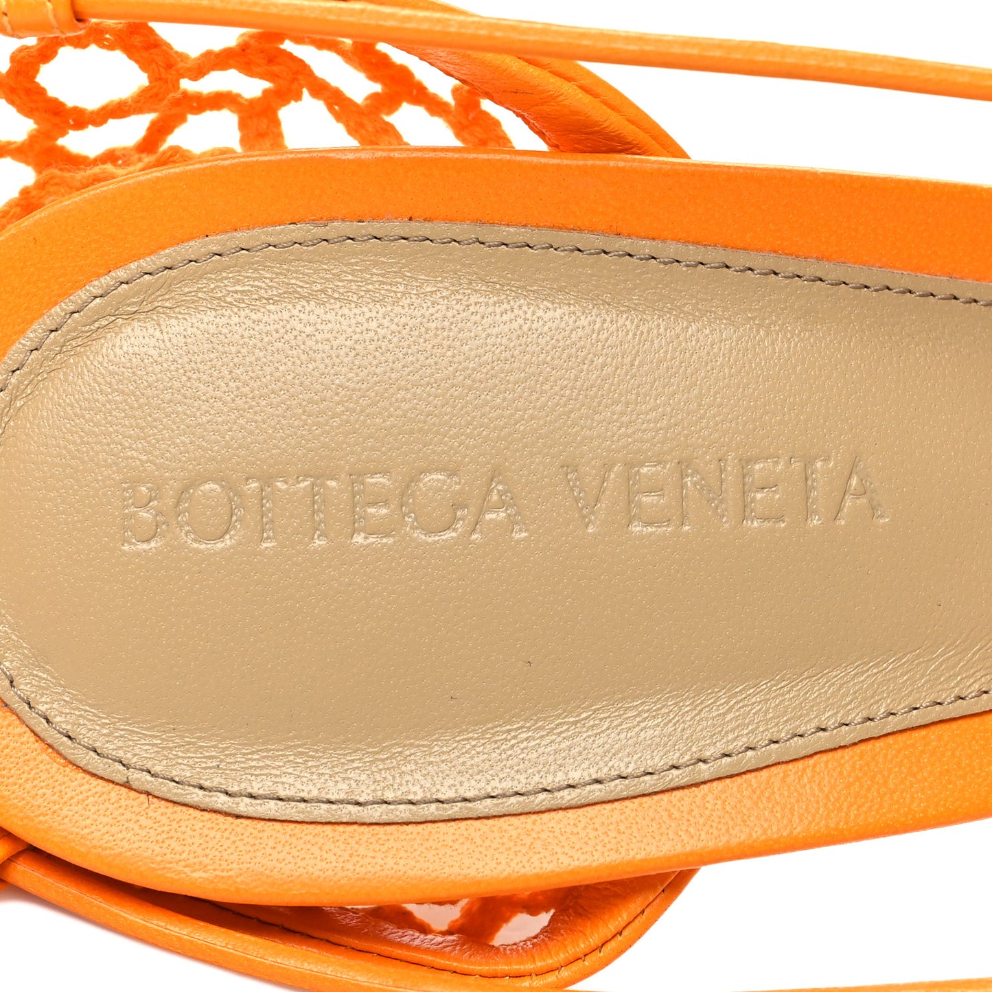 Mesh Nappa Stretch Ankle Tie Sandals 41 Tangerine