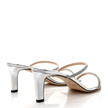 Jimmy Choo Metallic Calfskin Crystal Brea 65 Sandals 39 Silver 4 of 8