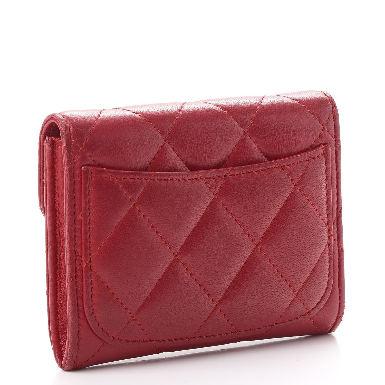 Chanel Lambskin Quilted Card Holder Dark Pink 3 of 15