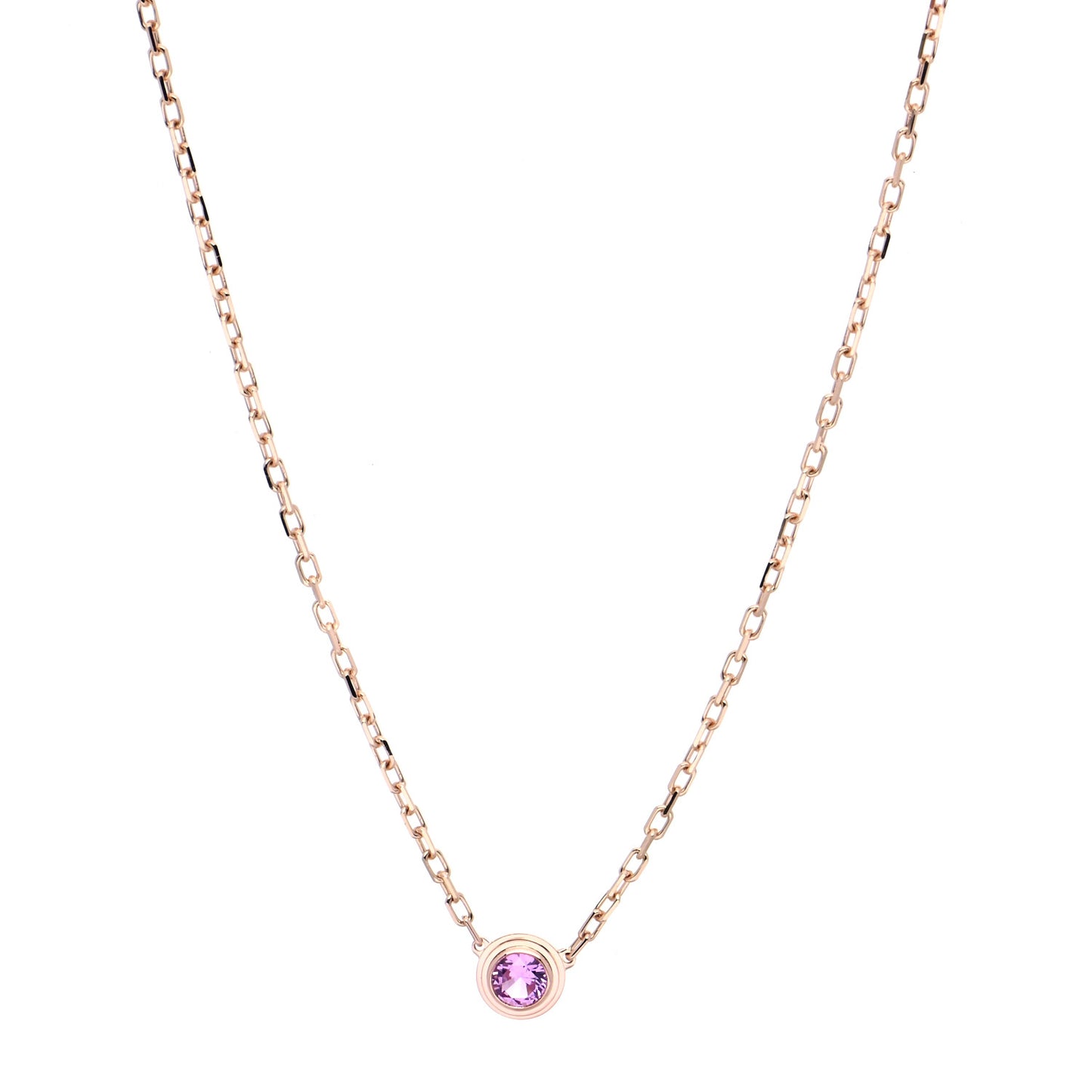 18K Pink Gold Pink Sapphire D'Amour Pendant Necklace