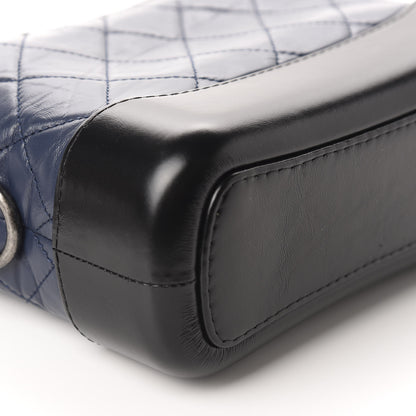 Chanel Aged Calfskin Quilted Small Gabrielle Hobo Navy Black 6 of 11