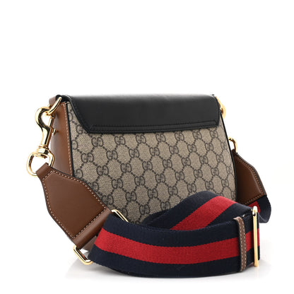 Gucci GG Supreme Monogram Web Medium Padlock Messenger Shoulder Bag Black 3 of 10