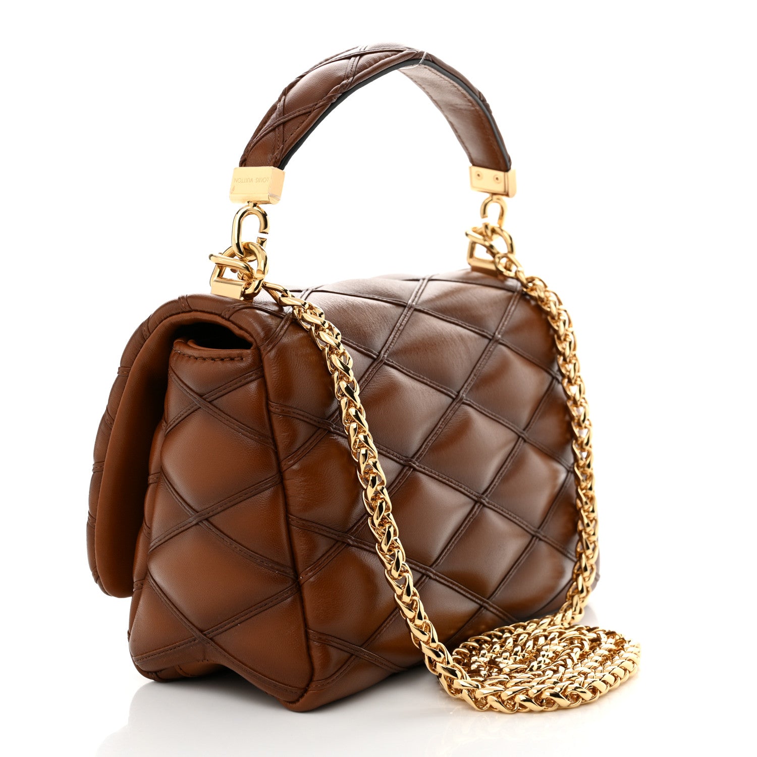 Louis Vuitton Lambskin Malletage Top Handle GO-14 MM Toast Tan 4 of 11