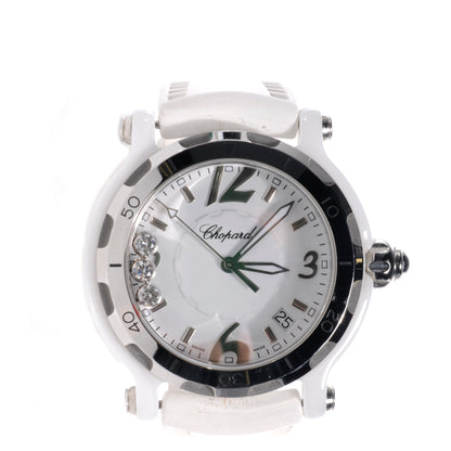 Chopard Stainless Steel Ceramic Rubber 3 Diamond 36mm Happy Sport Quartz Watch 1 of 6