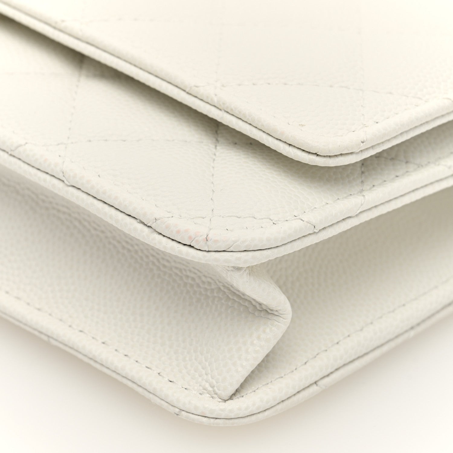 Chanel Caviar Quilted Chain CC Quilted Wallet On Chain WOC White 10 of 10