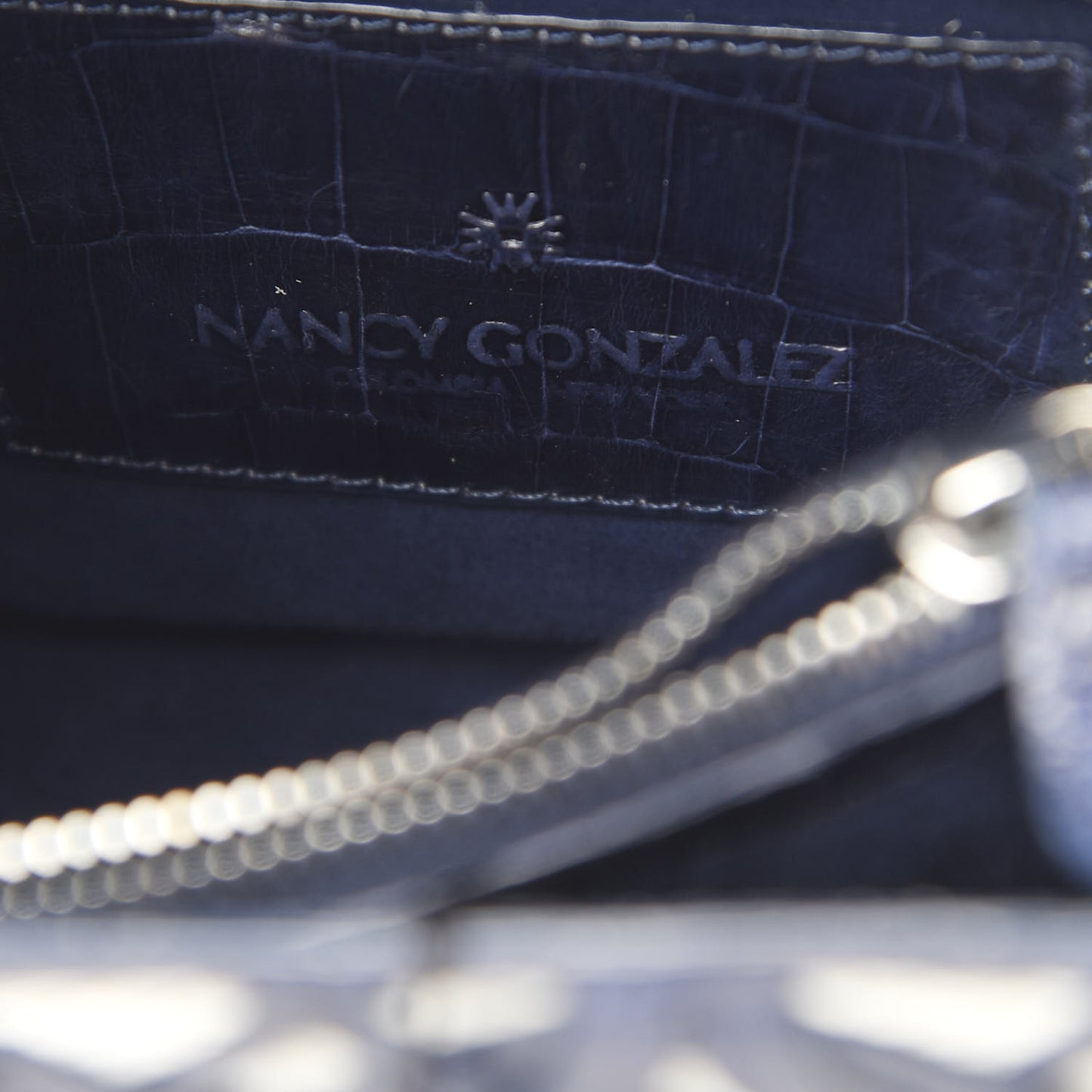 Crocodile Linen Mini Lily Top Handle Bag Blue