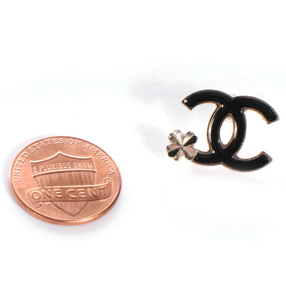 Chanel Enamel CC Clover Earrings Black and Gold 2 of 5