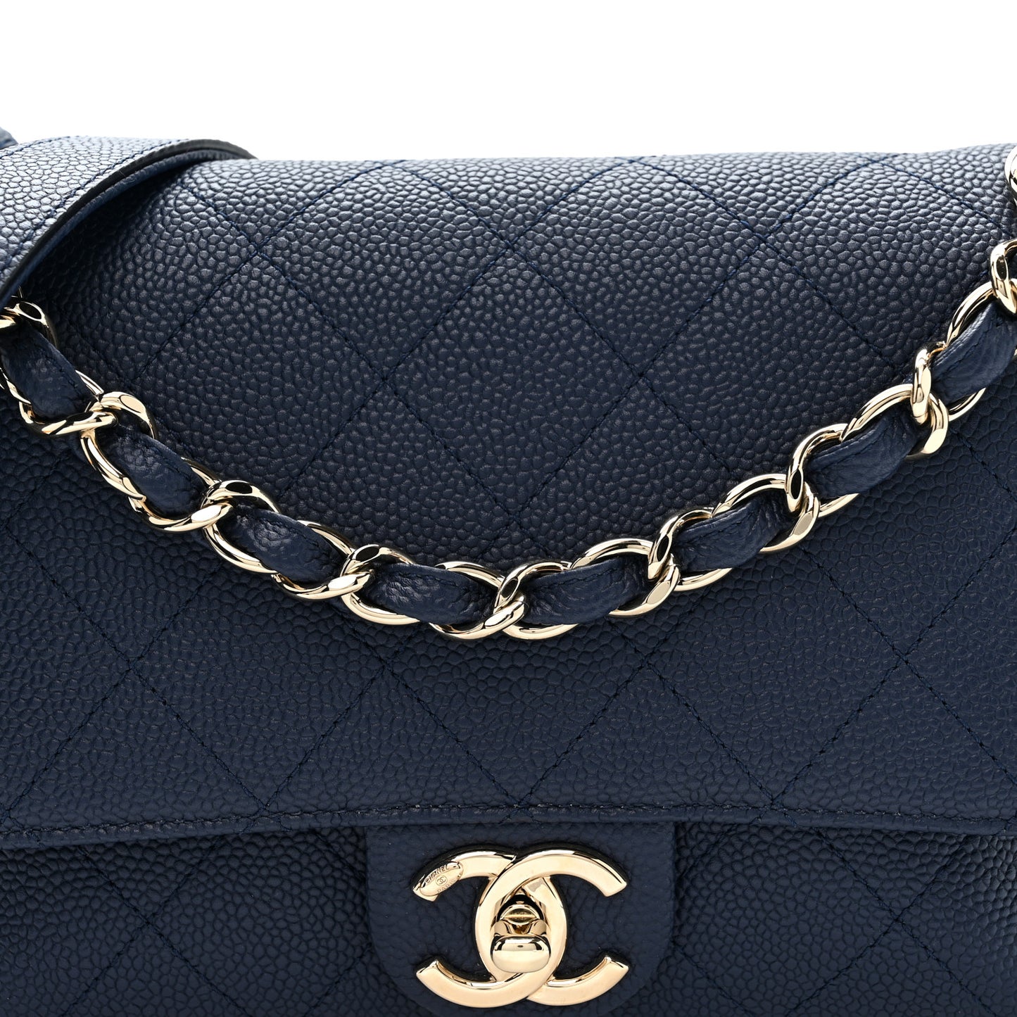 Caviar Quilted City Walk Flap Navy Blue