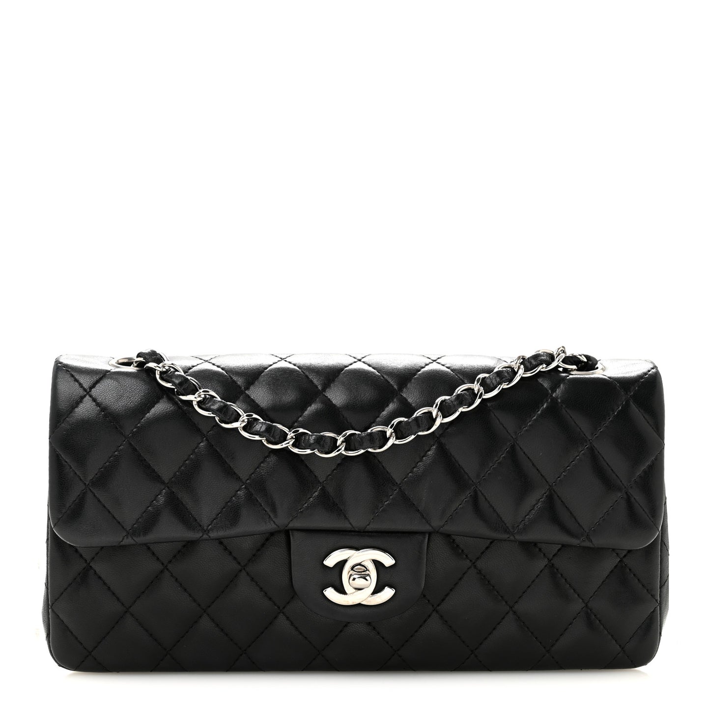Lambskin Quilted East West Flap Black