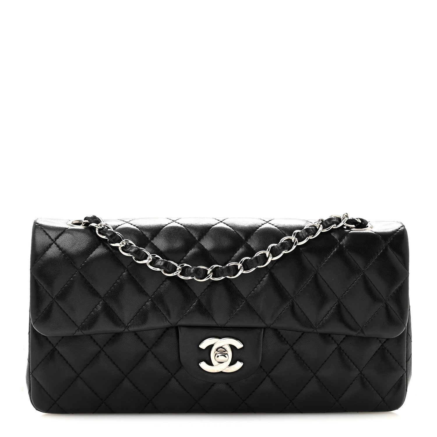 Chanel Lambskin Quilted East West Flap Black 1 of 13