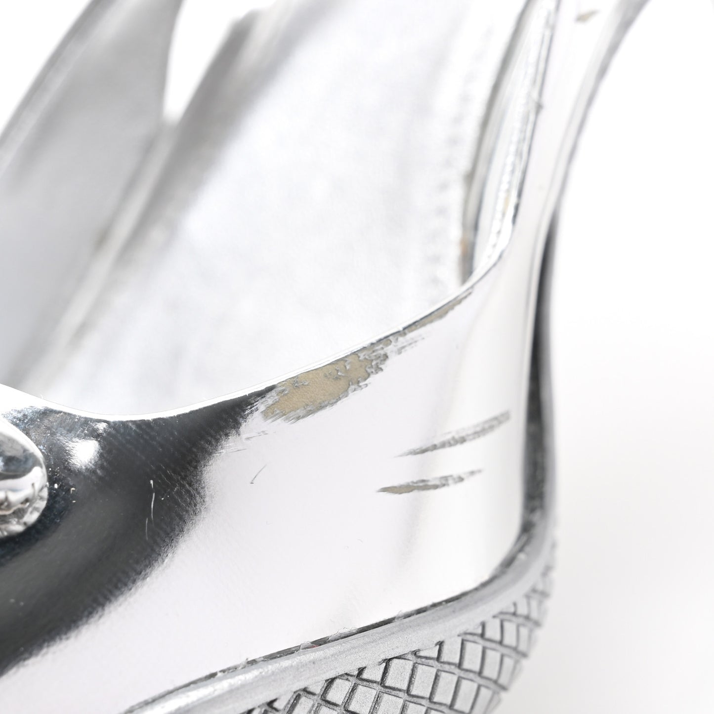 Spazzolato Triangle Logo Pointed Toe 45mm Slingback Pumps 40 Argento