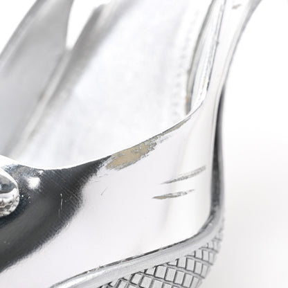 Prada Spazzolato Triangle Logo Pointed Toe 45mm Slingback Pumps 40 Argento 9 of 9
