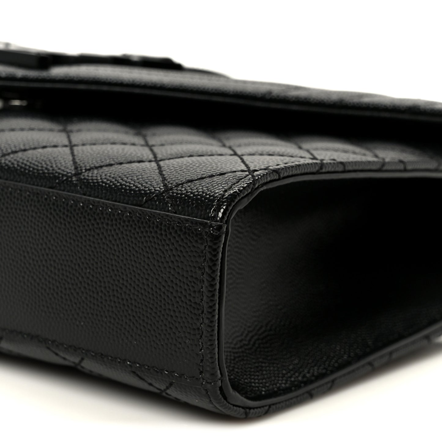 Grain De Poudre Textured Mixed Matelasse Triquilt Medium Monogram Monochrome Satchel Black