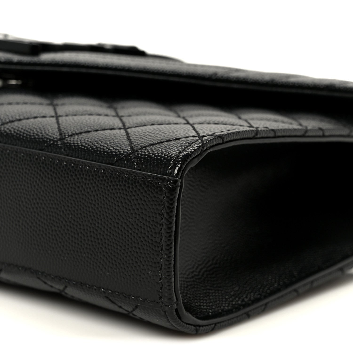 Saint Laurent Grain De Poudre Textured Mixed Matelasse Triquilt Medium Monogram Monochrome Satchel Black 10 of 10