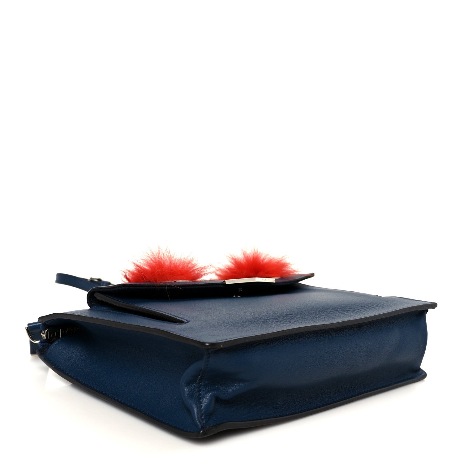 Fendi Vitello Dolce Fox Fur Monster Eyes Mini 2Jours Pouch Navy 4 of 12