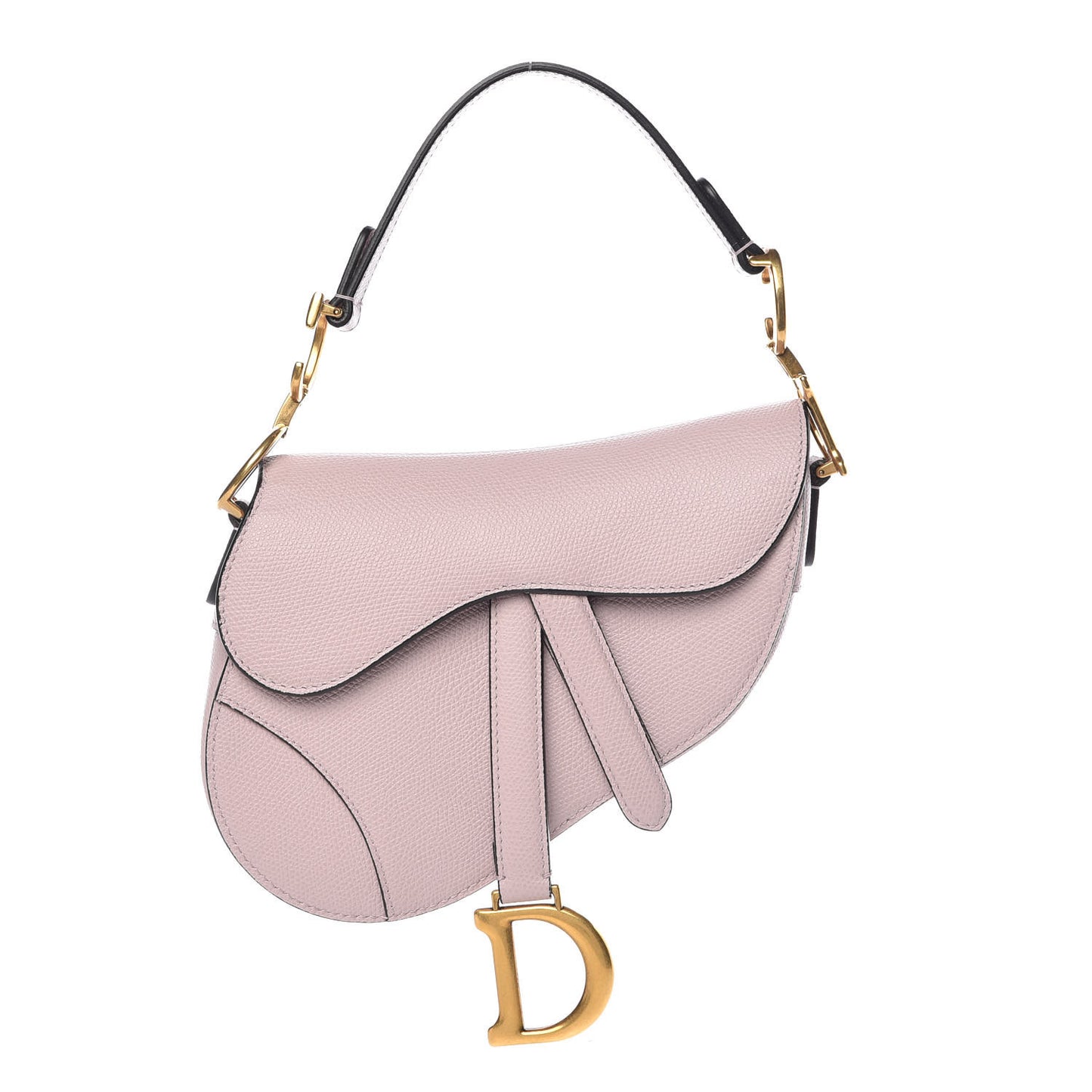 Grained Calfskin Mini Saddle Bag Light Pink