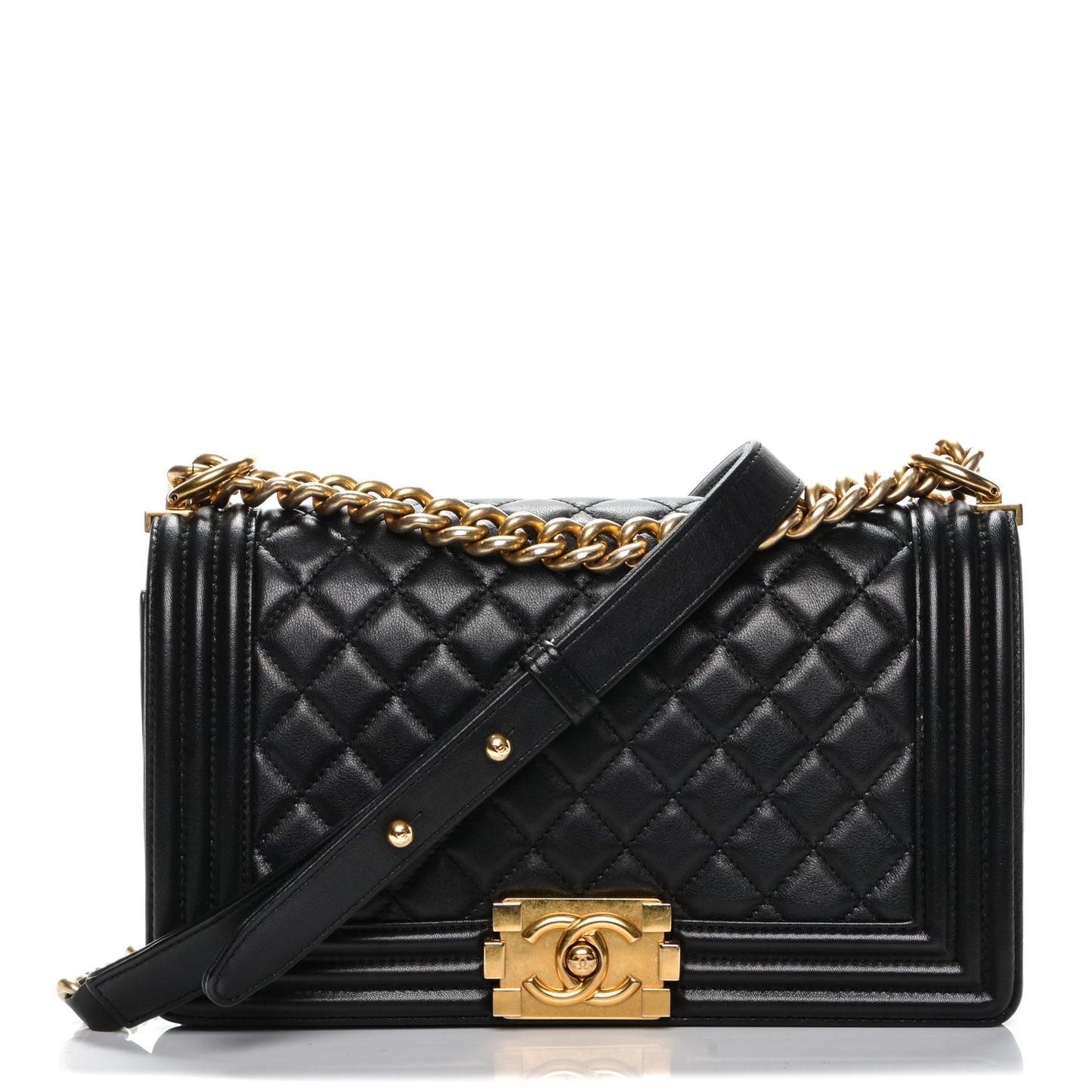 Calfskin Quilted Medium Boy Flap Black
