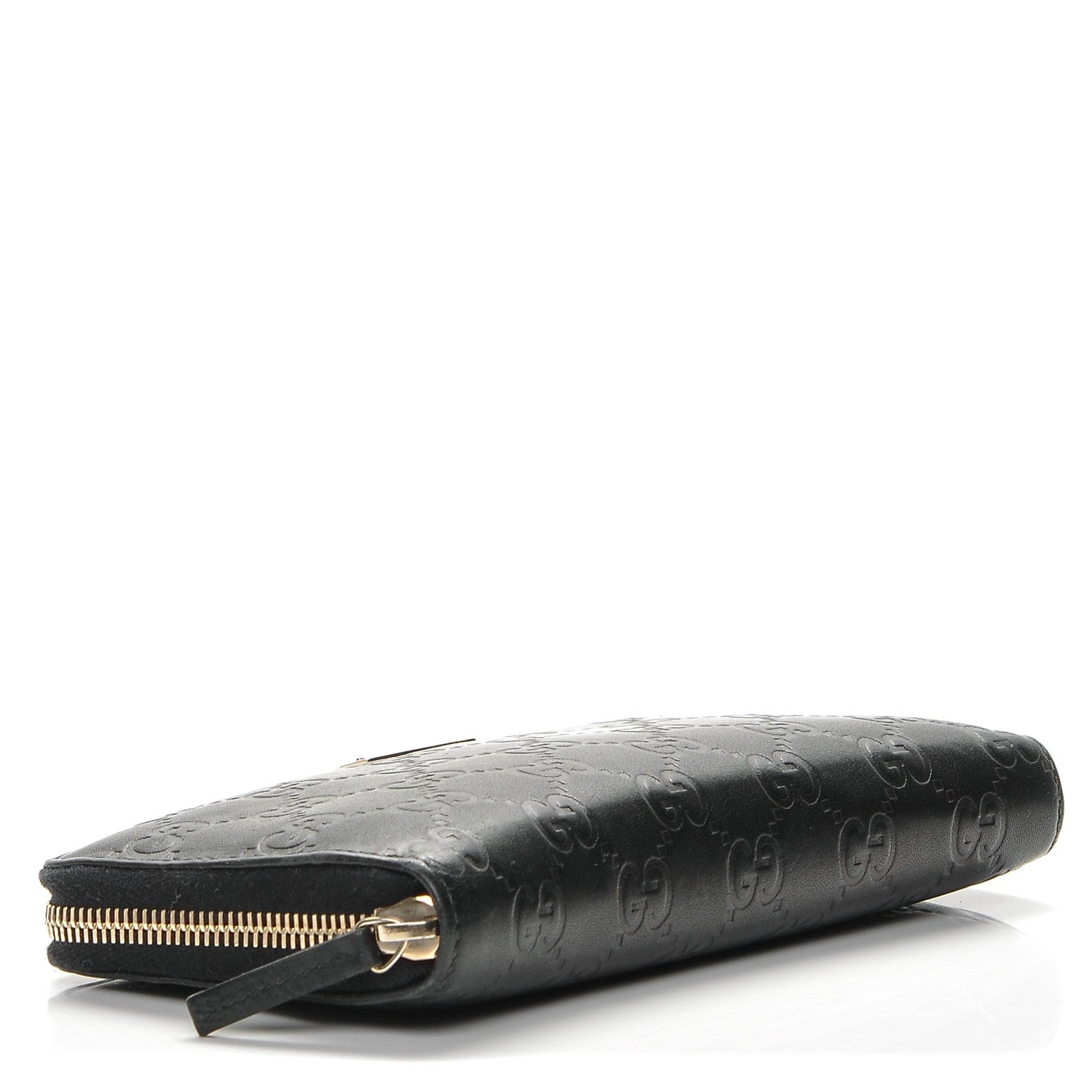 Gucci Guccissima Margaux Calfskin Metal Bar Zip Around Wallet Black 4 of 6