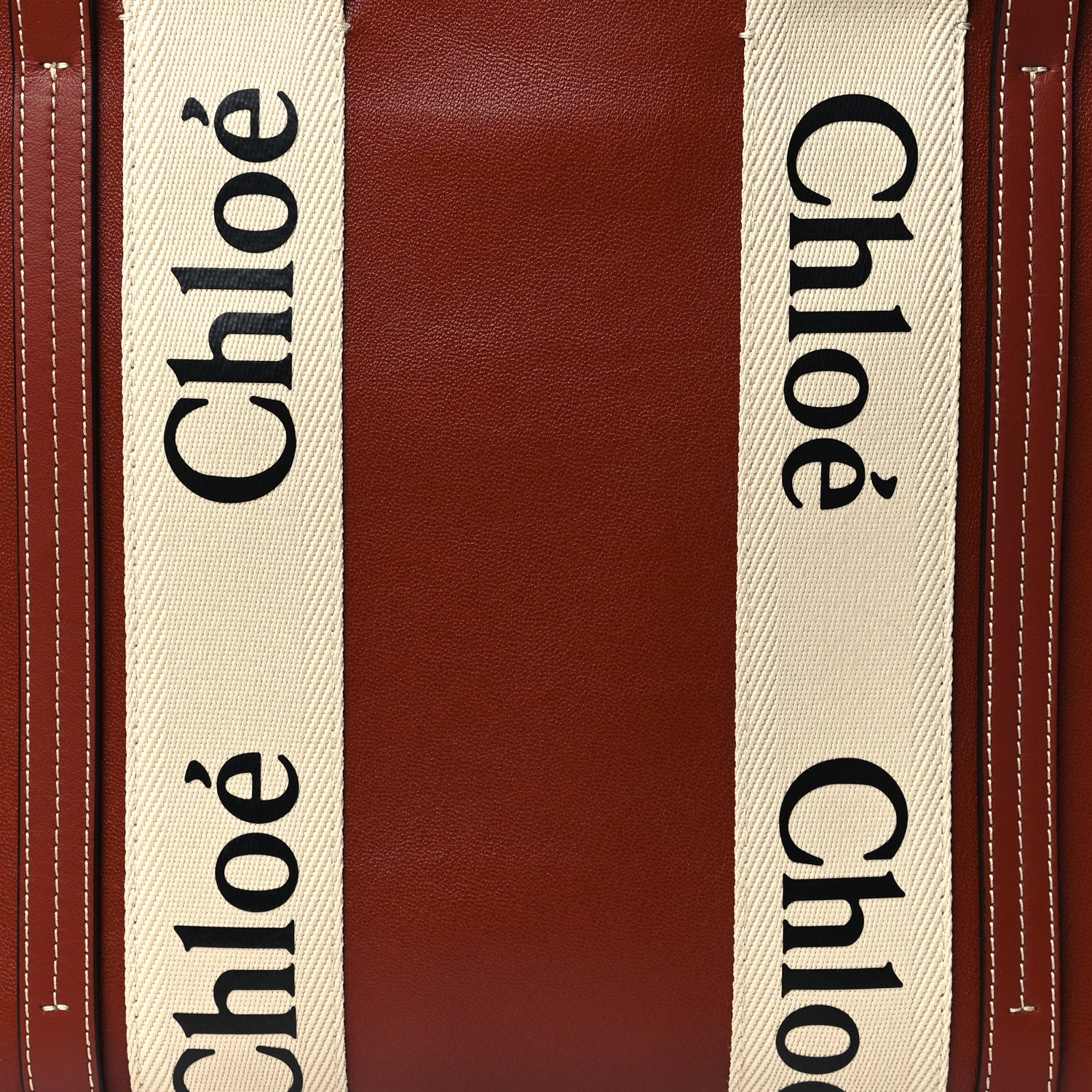Chloe Calfskin Medium Woody Ribbon Tote Sepia Brown 8 of 10