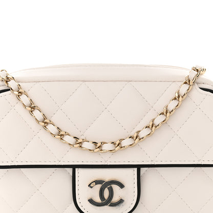 Chanel Lambskin Quilted Small Camera Case White Black 8 of 11