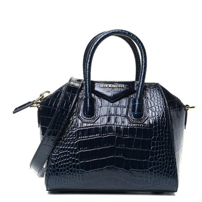 Givenchy Calfskin Crocodile Embossed Mini Antigona Navy 1 of 5