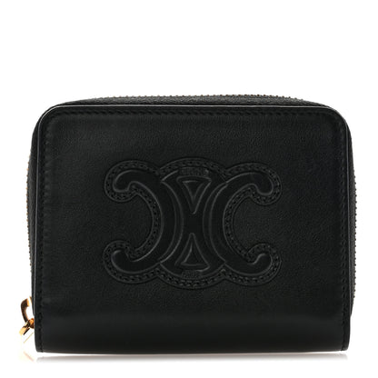 Celine Calfskin Triomphe Zipped Compact Wallet Black 1 of 9