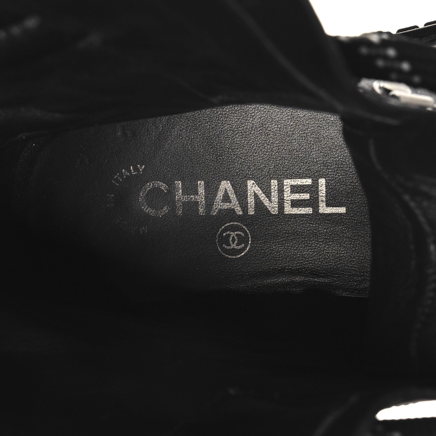 Chanel Calfskin Grosgrain Quilted Lace Up Boots 35 Black Grey 9 of 9