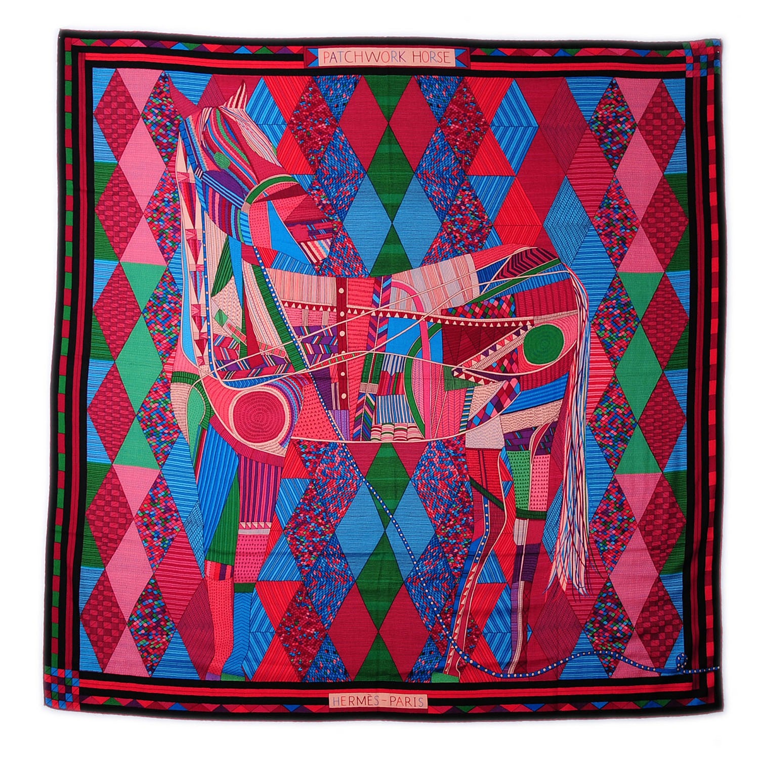 Hermes Cashmere Silk Patchwork Horse Shawl 140 2 of 5