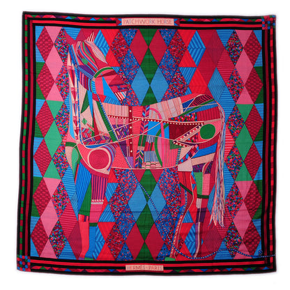 Hermes Cashmere Silk Patchwork Horse Shawl 140 2 of 5