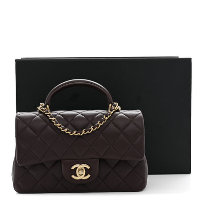 Chanel Lambskin Quilted Mini Top Handle Rectangular Flap Burgundy 11 of 11