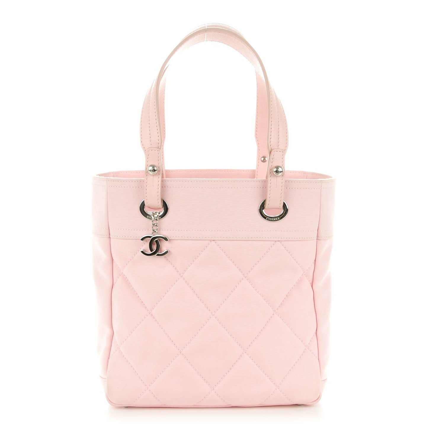 Coated Canvas Quilted Small Paris Biarritz Tote Light Pink