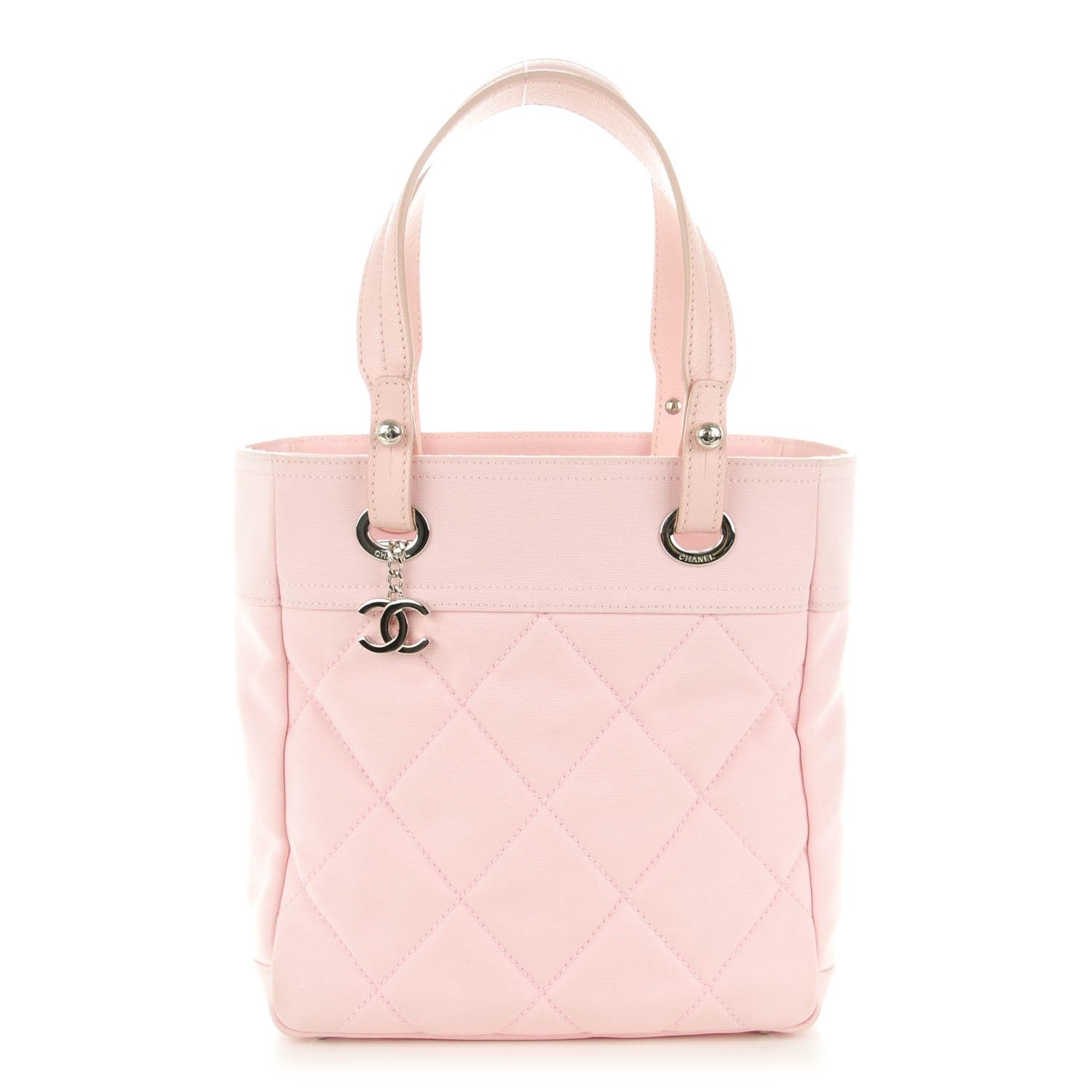 Chanel Coated Canvas Quilted Small Paris Biarritz Tote Light Pink 1 of 7