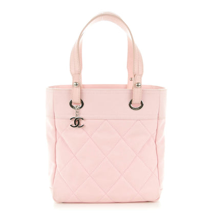 Chanel Coated Canvas Quilted Small Paris Biarritz Tote Light Pink 1 of 7