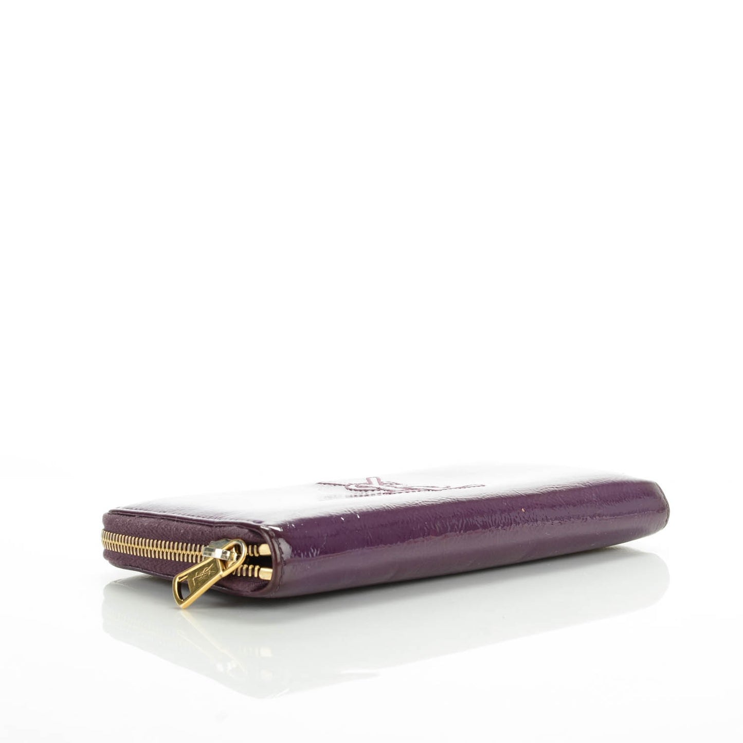 Textured Patent Calfskin Belle De Jour Zip Around Wallet Purple