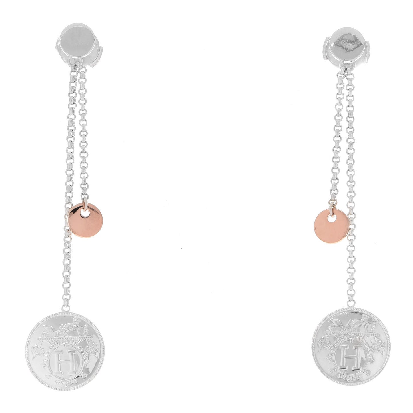 Sterling Silver 18K Rose Gold PM Ex-Libris Earrings