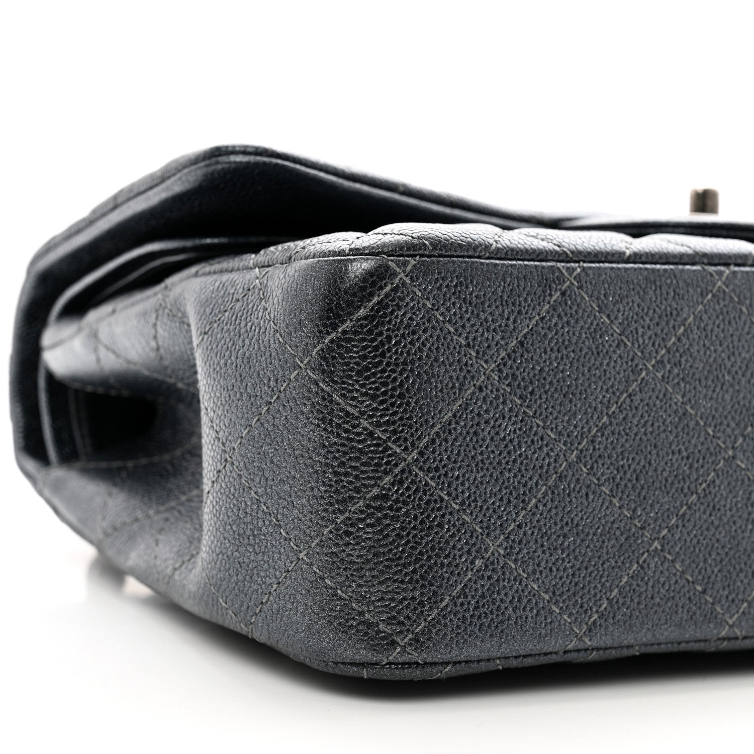 Chanel Metallic Caviar Quilted Jumbo Double Flap Dark Grey 9 of 11