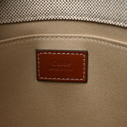 Chloe Cotton Calfskin Large Woody Ribbon Tote White Brown 6 of 9