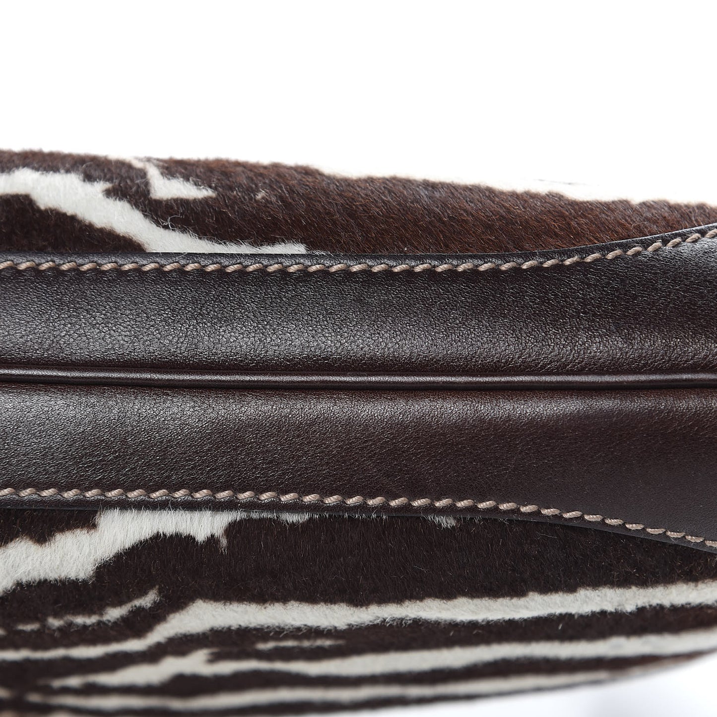 Calf Hair Zebra Print Medium Jackie O Bouvier Hobo Brown