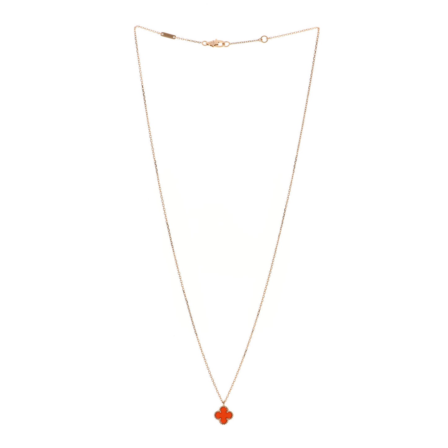 18K Rose Gold Carnelian Sweet Alhambra Pendant Necklace