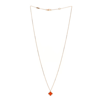 Van Cleef & Arpels 18K Rose Gold Carnelian Sweet Alhambra Pendant Necklace 2 of 5