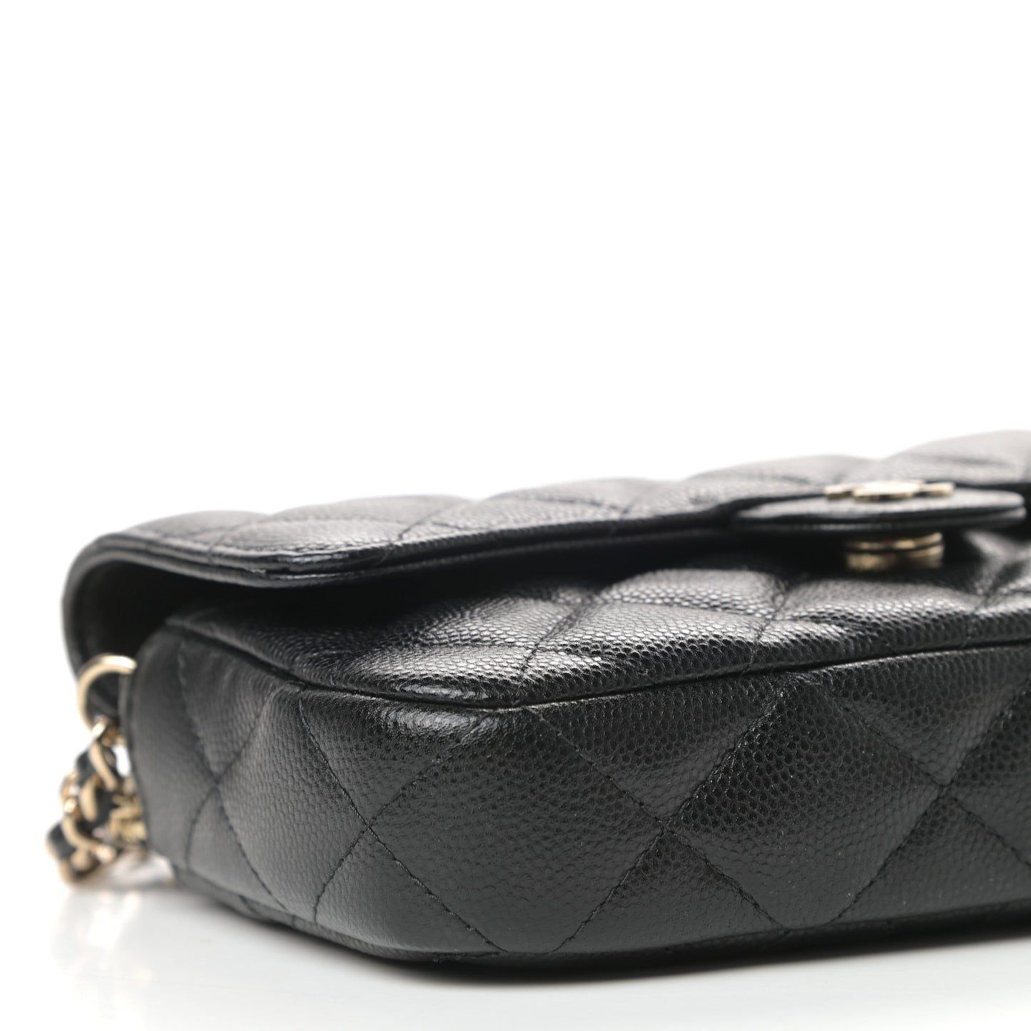 Caviar Quilted Flap Phone Holder With Chain Black