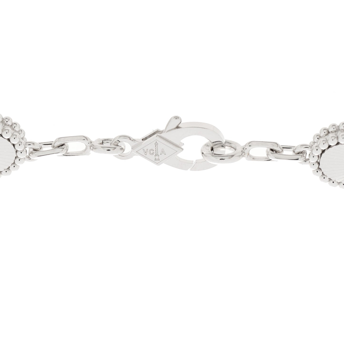 18K White Gold 5 Motifs Guilloche Vintage Alhambra Bracelet