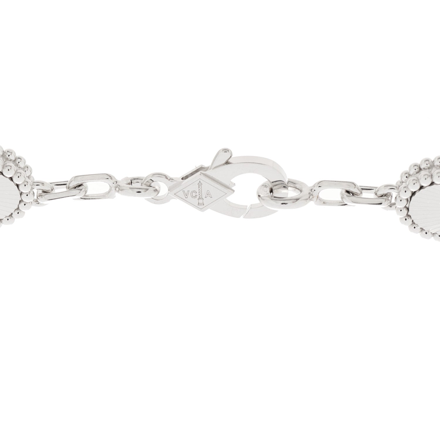 Van Cleef & Arpels 18K White Gold 5 Motifs Guilloche Vintage Alhambra Bracelet 6 of 7