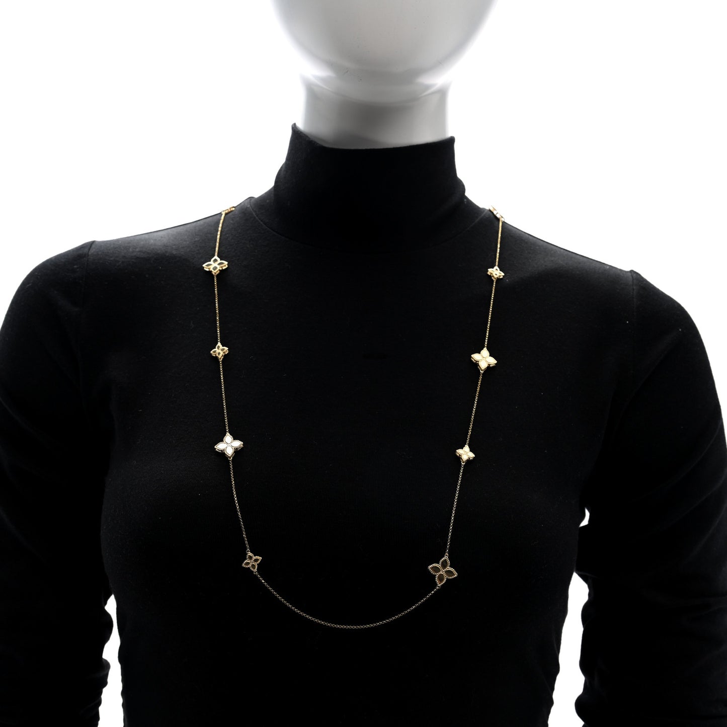 18K Yellow Gold Diamond Princess Flower Station Necklace